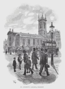 Igreja de Santo André, Holborn (Litho) de William Luker