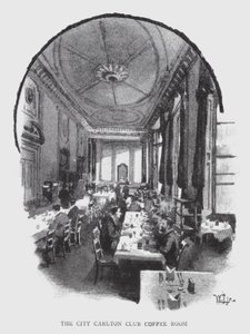O café do City Carlton Club (litho) de William Luker