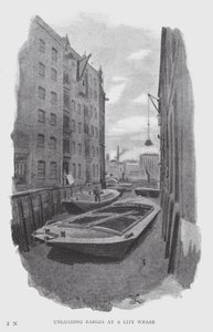 Barcaças de Descarga no City Wharf (litho) de William Luker
