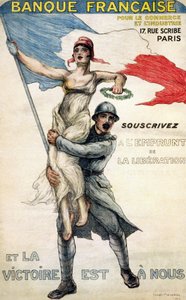 Banco Francês de Comércio e Indústria. Cartaz para o empréstimo nacional: "Assine o empréstimo de libertação e a vitória é própria" - doente. por William Malherbe de William Malherbe