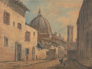 Uma rua em Florença com o Duomo e o Campanile em segundo plano de William Marlow