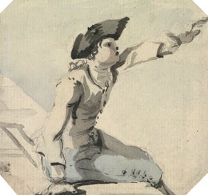 O homem sentado num parapeito a abanar o seu braço esquerdo de William Marlow