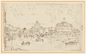O Tibre com São Pedro e o Castel S. Angelo (reto)