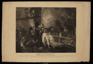 Batalha de Trafalgar e morte de Lord Viscount Nelson de William Marshall (after) Craig