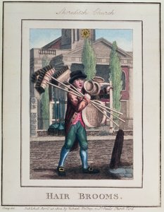 Vassouras, Shoreditch Church, de &39;Cries of London&39;, pub. por Richard Phillips (1778-1851) 1804 de William Marshall Craig