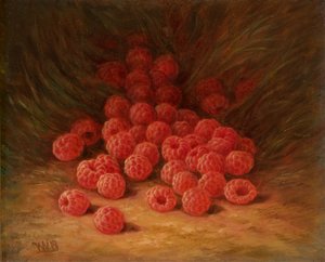 Framboesas vermelhas num chão de floresta 1866 (óleo sobre tábua) de William Mason Brown