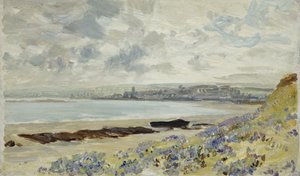 Vista através de uma baía: Clima de chuva (óleo no painel) de William Matthew Hale