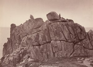 O rochedo de Logan, costa sul da Cornualha, década de 1860 (foto) de William May