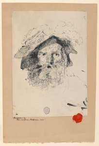 Desenho, Cabeça de um homem barbudo, 1872-78 de William Merritt Chase