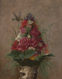 Natureza Morta Floral com Beija-flor de William Merritt Chase