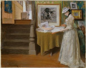 No estúdio, c.1892-93 (pastel sobre cartão) de William Merritt Chase