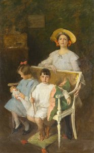Grupo de Retratos (Dorothy, Helen e Bob), c.1904 (óleo sobre tela) de William Merritt Chase