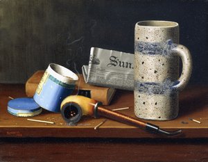 Natureza-morta com caixa de tabaco azul, 1878 de William Michael Harnett
