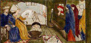 Dezesseis azulejos formam oito ilustrações do conto 