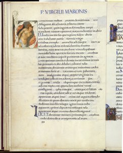 Cassandra encadernada, página 44 da "Eneida" de Virgílio de William Morris
