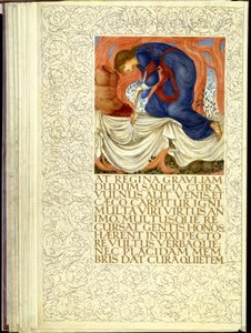 Dido se esfaqueando, abrindo o Livro IV da "Eneida" de Virgílio de William Morris