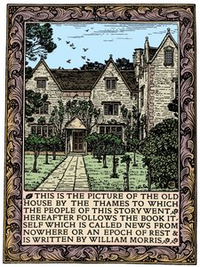 Kelmscott Manor, Gloucestershire, frontispício de News from Nowhere, c1892 1901 de William Morris