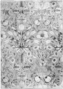 Papel de parede de padrão de lírio e romã, 1887 1934. de William Morris