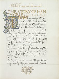 Ms 270 * f.1r A história de Hen Thorir, c.1873-4 (papel) de William Morris