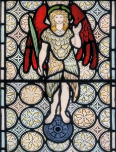 Serafim ou anjo, projetado em 1865 (vitral) de William Morris