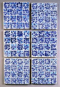 Sete azulejos quadrados &39;Small Bough&39; azuis William Morris de William Morris