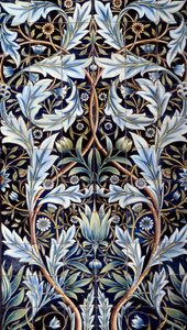 Painel de revestimento de parede (66 azulejos) feito por William Morris (1834-1896) e William Frend de Morgan (1839-1917) em faiança. De Membland Hall para Edward Charles Baring. Chelsea, Inglaterra. 1876-1877 Sol. 1x635 m Paris, musee d
