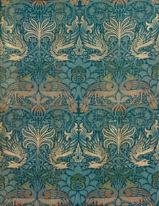 William Morris Peacock and Dragon Textile Design, c.1880 (estampa de bloco de madeira) de William Morris