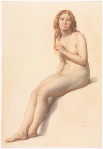 Nu feminino, sentado, vista de três quartos da frente, 1859.