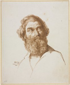 Cabeça de um homem barbudo olhando para a esquerda de William Mulready