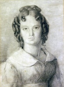 Retrato em Busto de Charlotte Rolfe (lápis e lápis de cor sobre papel) de William Mulready