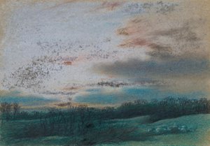 O mouro e as árvores mirradas ao pôr do sol de William Mulready