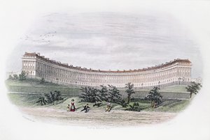 Royal Crescent, Bath, do parque, gravado por J. Shury, c.1840 de William N. Hardwick of Bath