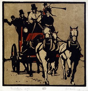 Uma carruagem ou uma diligência: "Coaching" - por William Nicholson (1872-1949) de William Nicholson