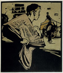 Newspaper Crier, Londres - em "Types of London", de William Nicholson (1872-1949), ed Floury