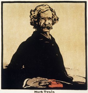 Retrato de Mark Twain (1835-1910) Escritor Americano - Desenho de William Nicholson (1872-1949) de William Nicholson