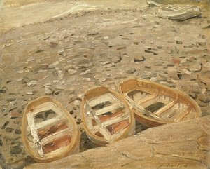 Três Barcos, c.1928 (óleo sobre tela) de William Nicholson