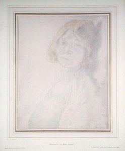 Retrato da Sra. Hone (lápis e aguarela sobre papel) de William Orpen