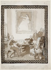 Estudo para a pintura a óleo "Homenagem a Manet", c.1906 (aguarela, tinta, giz e lápis sobre papel) (ver também 63015) de William Orpen
