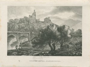 Castelo de Tutbury - vista sul: zincógrafo, nd [início do século XIX] de RC