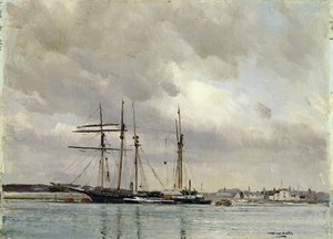 Barcos no porto, carregando China Clay, c.1900