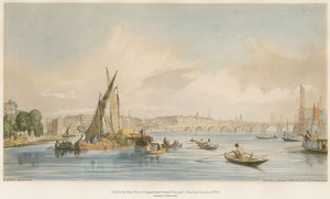 Waterloo Bridge, do oeste, com uma corrida de barcos