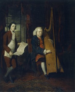 John Parry, o harpista cego, com um assistente (óleo sobre tela)