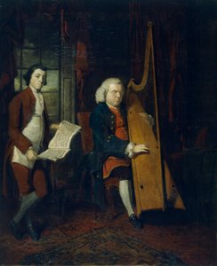 John Parry, o Harpista Cego, com um assistente, c1770-1780.