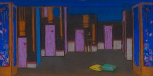 Hall with Doors (cenografia para Alice no País das Maravilhas, 1915) de William Penhallow Henderson