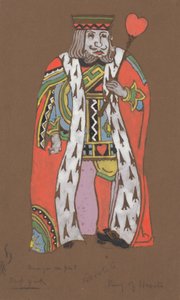 Desenho do traje do Rei de Copas para Alice-in-Wonderland, 1915.