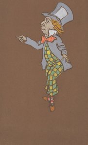 Desenho do disfarce Mad Hatter para Alice-in-Wonderland, 1915.