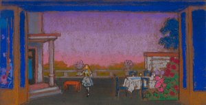 Jardim da Lebre de março (cenografia para Alice no País das Maravilhas) de William Penhallow Henderson