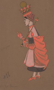 Desenho do traje Red Queen para Alice-in-Wonderland 1915.