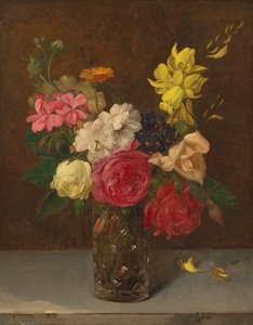 Flores num vaso de vidro cortado de William Perkins Babcock