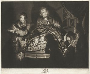 Um filósofo dando uma palestra sobre o Orrery de William Pether after Joseph Wright